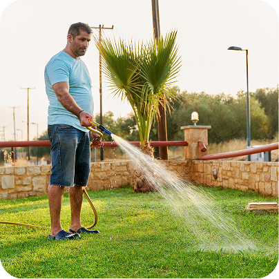 Watering the villa garden